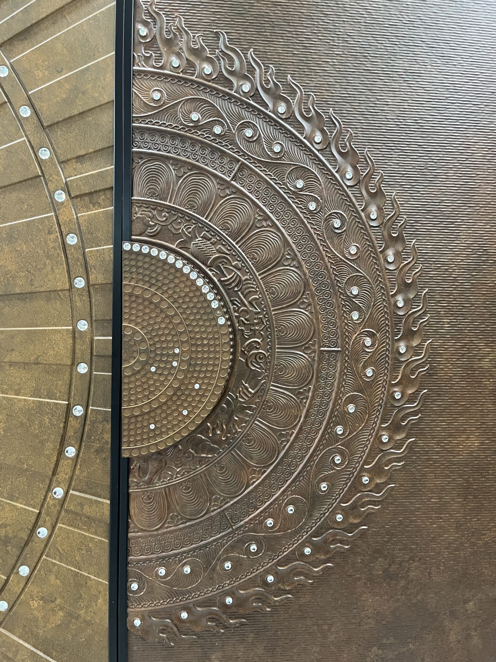 Custom Decorative Aluminum Entrance Door with Embossed Artistic Design - Image 2