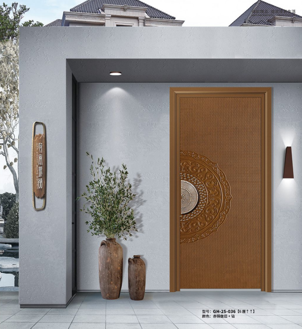 Custom Aluminum Decorative Double Door with Embossed Artistic Pattern